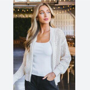 Brand New  Sanctuary Stepping Out Crochet Knit Bomber Jacket